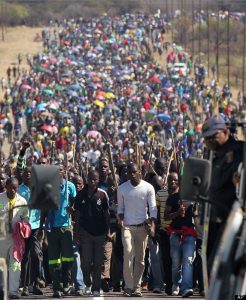 march of a large number of South African miners