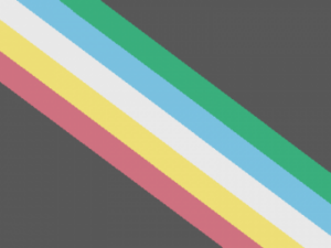 disability flag - pastel diagonal rainbow (green, blue, white, yellow, red) on a black background